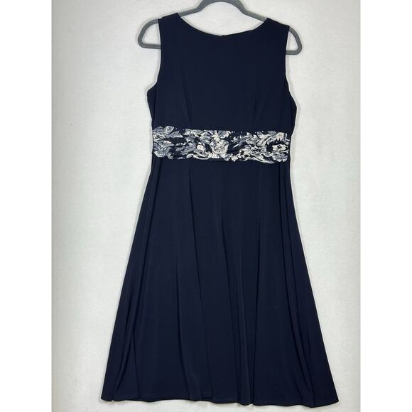 Jessica Howard Dress Size 12P Navy White Floral Embellished MOB Guest Formal 2PC - Picture 9 of 9